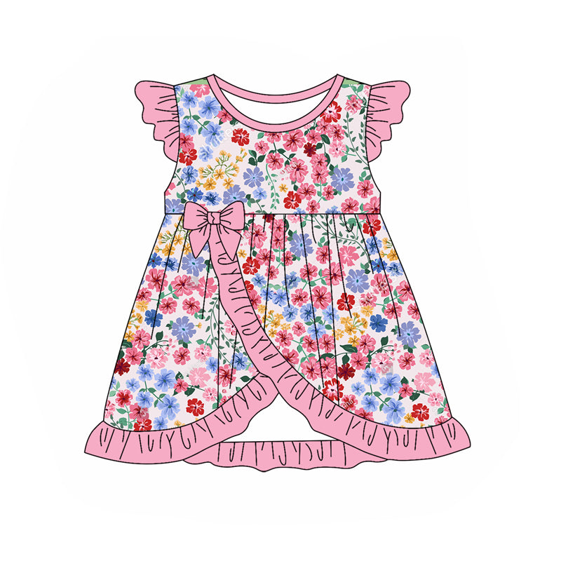 GSD1904 flowers short sleeves girl dress 202405 preorder