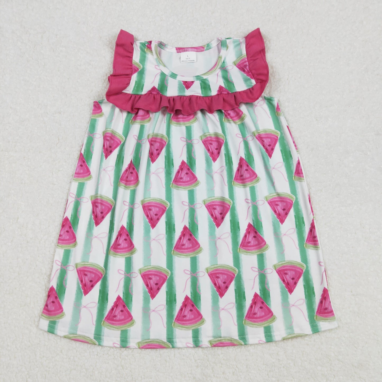 GSD1911 watermelon short sleeves girl dress 202502 RTS