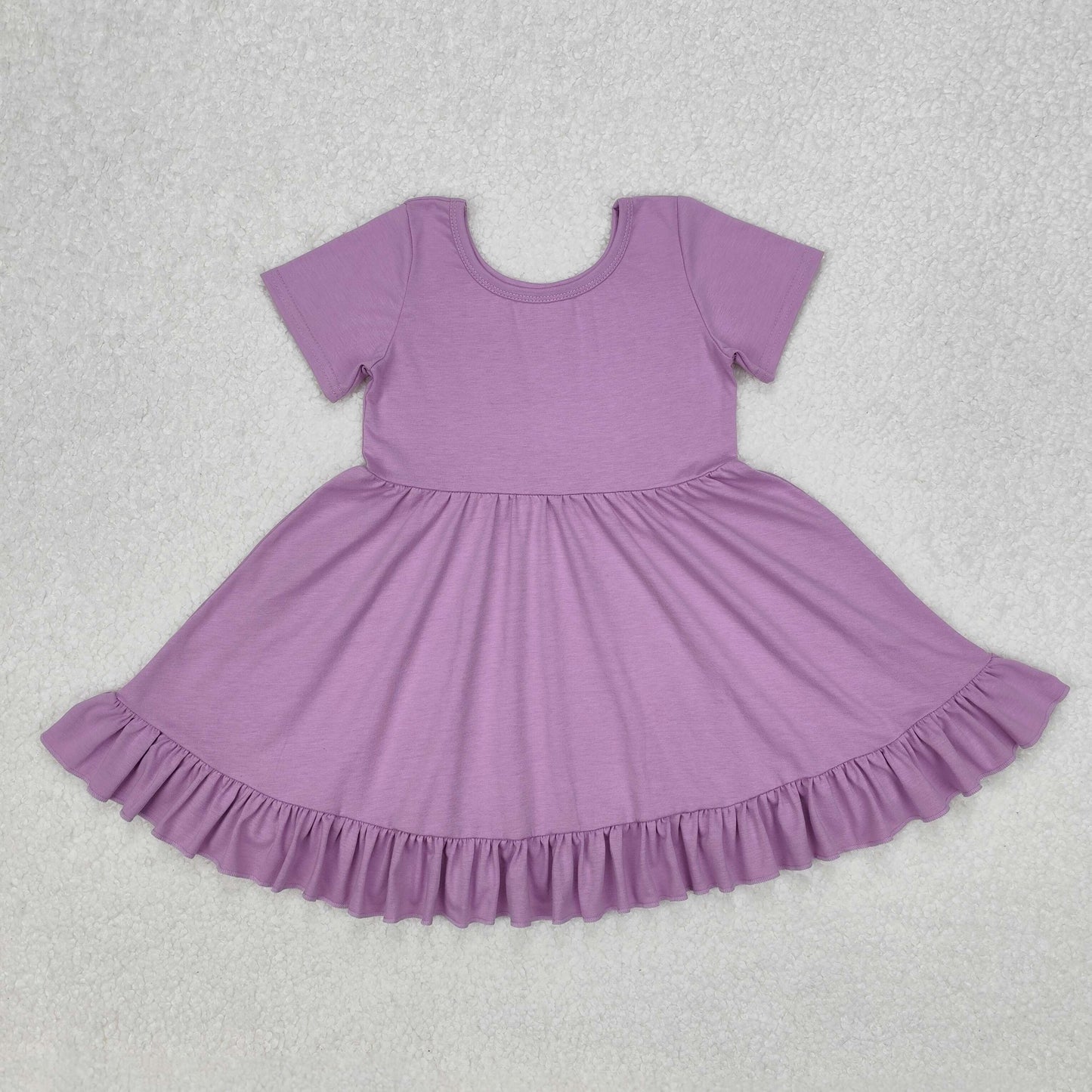 GSD1914 purple cotton short sleeves girl dress 202502 RTS