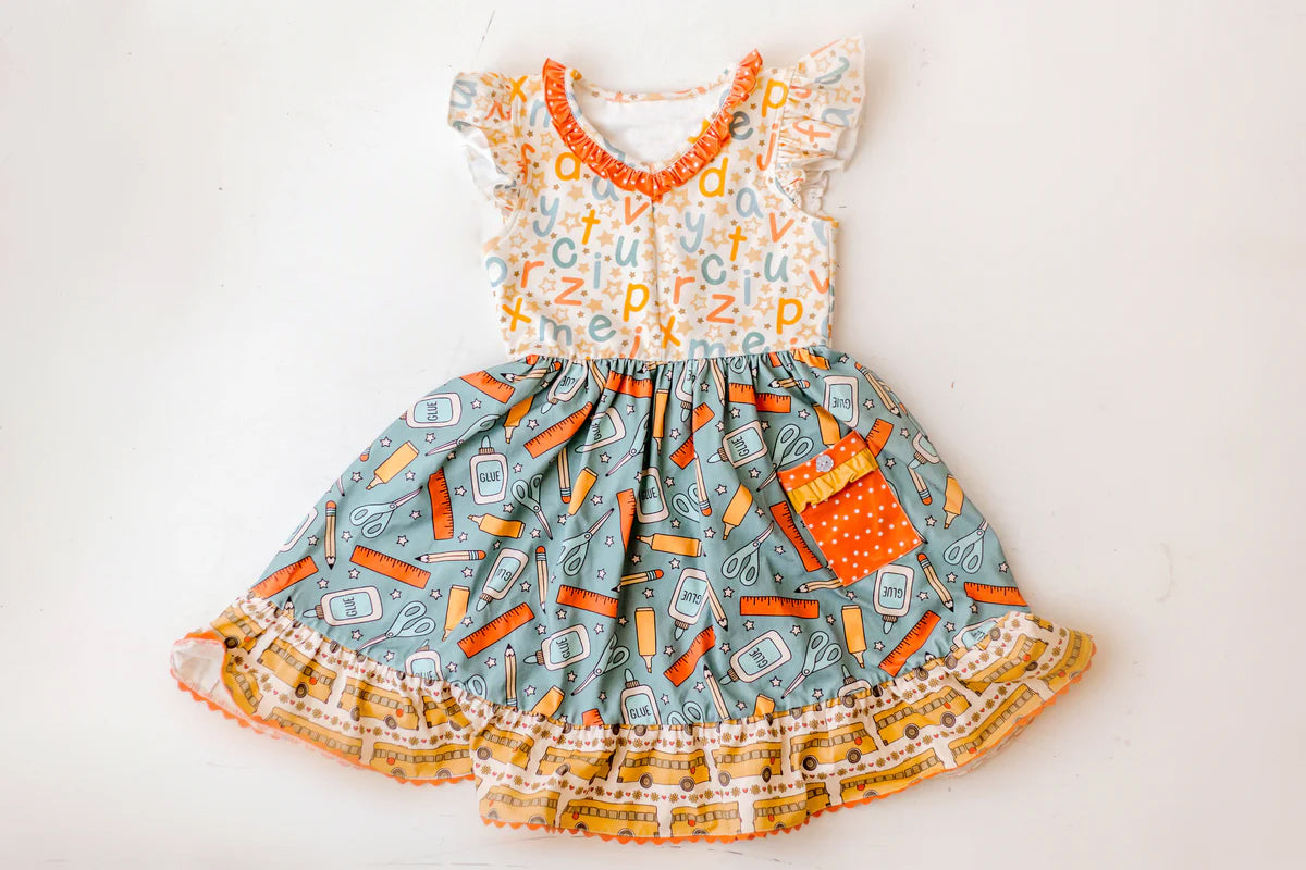 GSD1921 pencil back to school short sleeves girl dress 202405 preorder