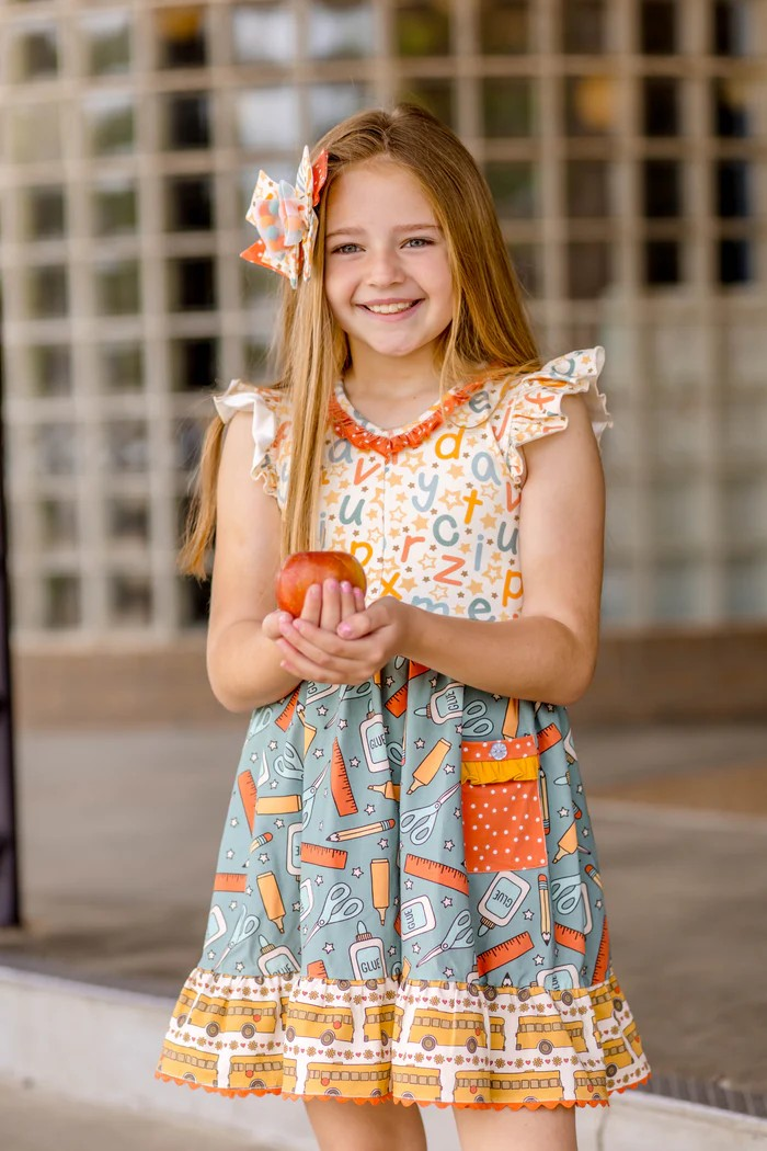 GSD1921 pencil back to school short sleeves girl dress 202405 preorder