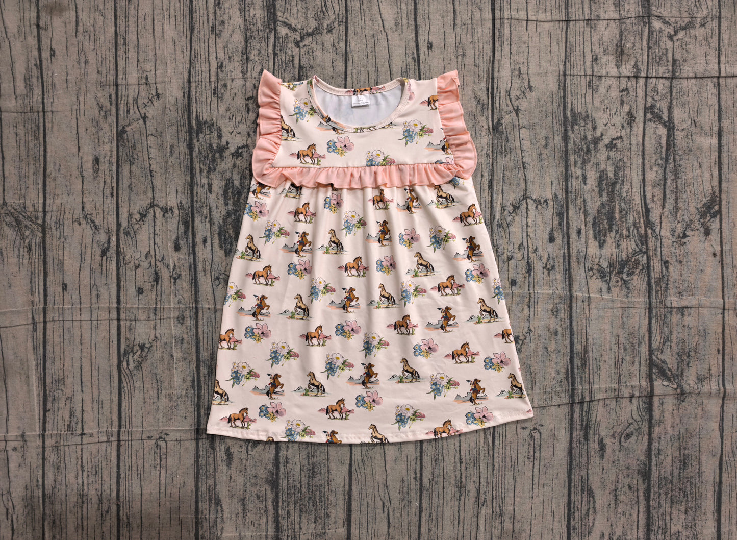 GSD1940 cowboy horse flower short sleeves girl dress 202606 preorder