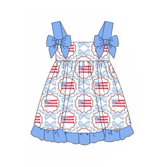 GSD1941 4th July   short sleeves girl dress 202405 preorder