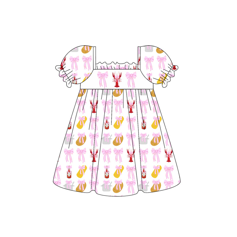 GSD1958 bow short sleeves girl dress 202501 preorder(