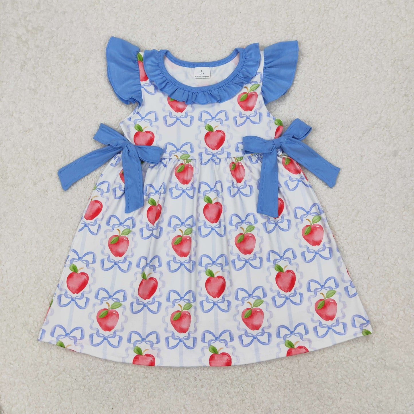 GSD1966 bow 4th July apple short sleeves girl dress 202503 RTS