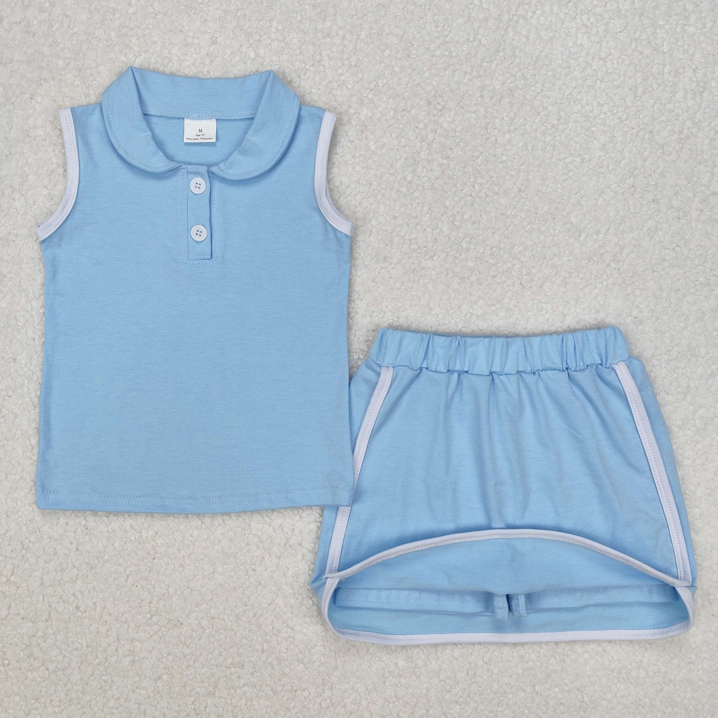 GSD1974 cotton Blue sports skirt short sleeve shorts girl outfit 202503 RTS