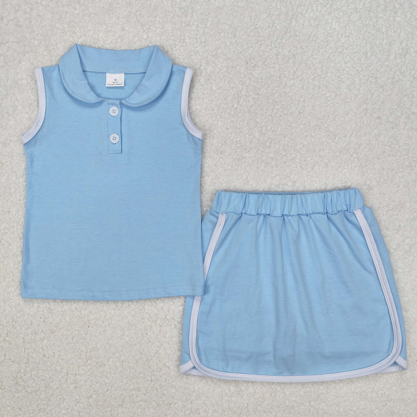 GSD1974 cotton Blue sports skirt short sleeve shorts girl outfit 202503 RTS