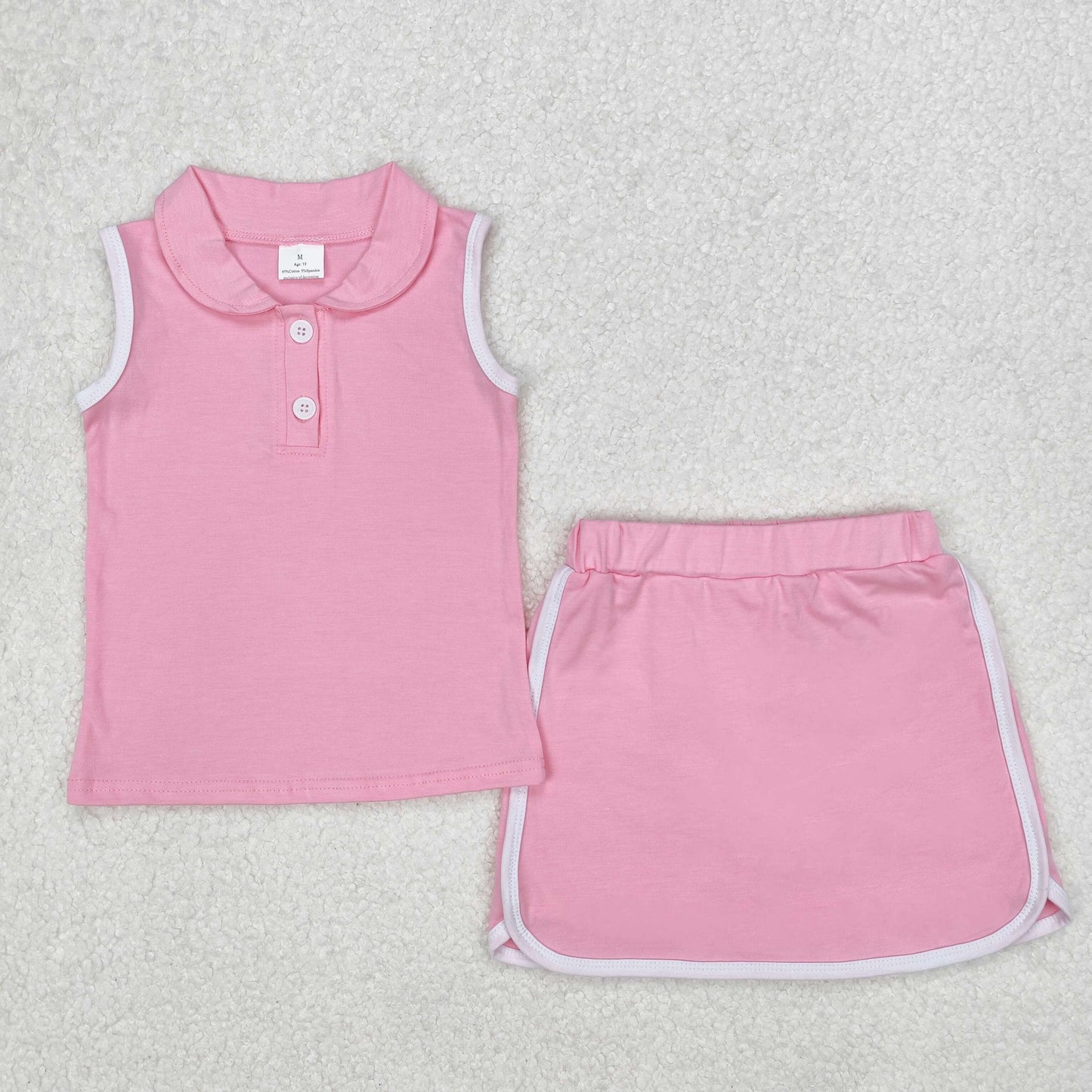 GSD1975 cotton PINK sports skirt short sleeve shorts girl outfit RTS Free shipping order $100+