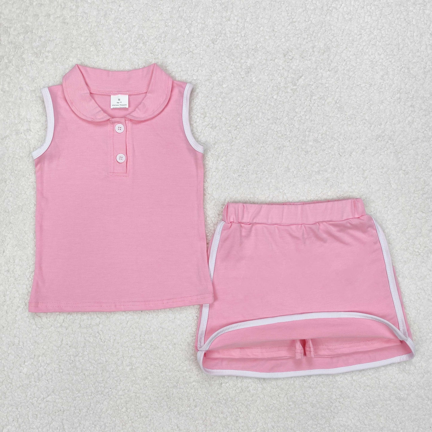 GSD1975 cotton PINK sports skirt short sleeve shorts girl outfit RTS Free shipping order $100+