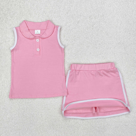 GSD1975 cotton PINK sports skirt short sleeve shorts girl outfit RTS  Free shipping order $100+