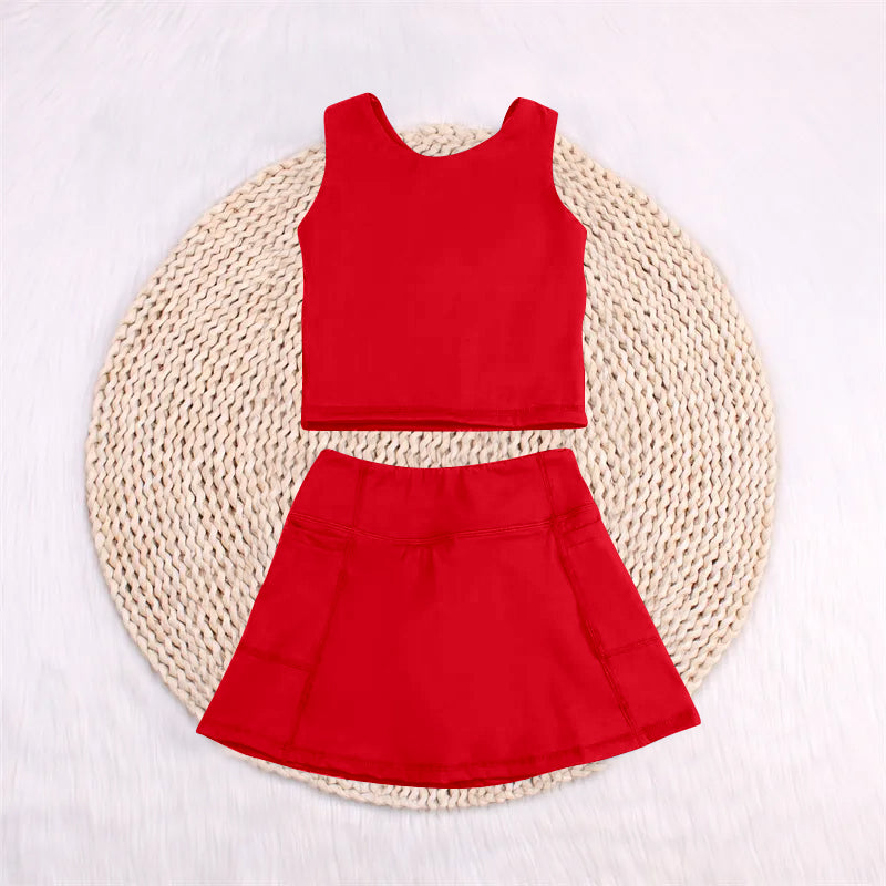 GSD1979 yoga short sleeve girl skirt outfit 202503 RTS