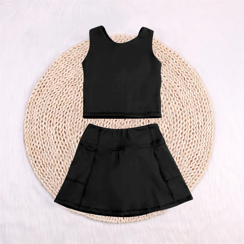 GSD1982 yoga short sleeve girl skirt outfit 202504 RTS