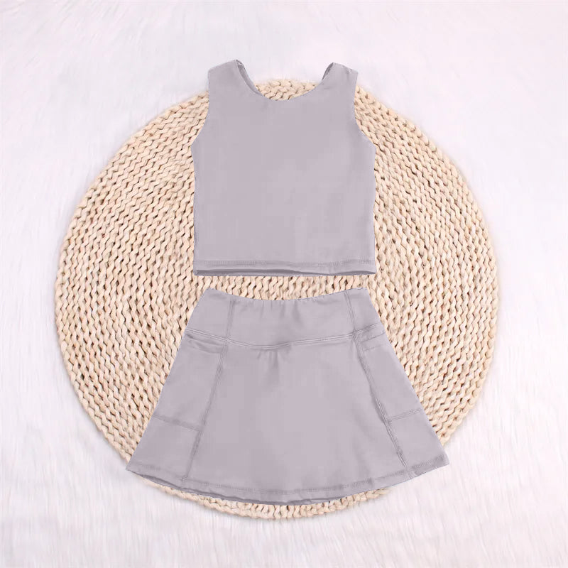 GSD1983 yoga short sleeve girl skirt outfit 202504 RTS