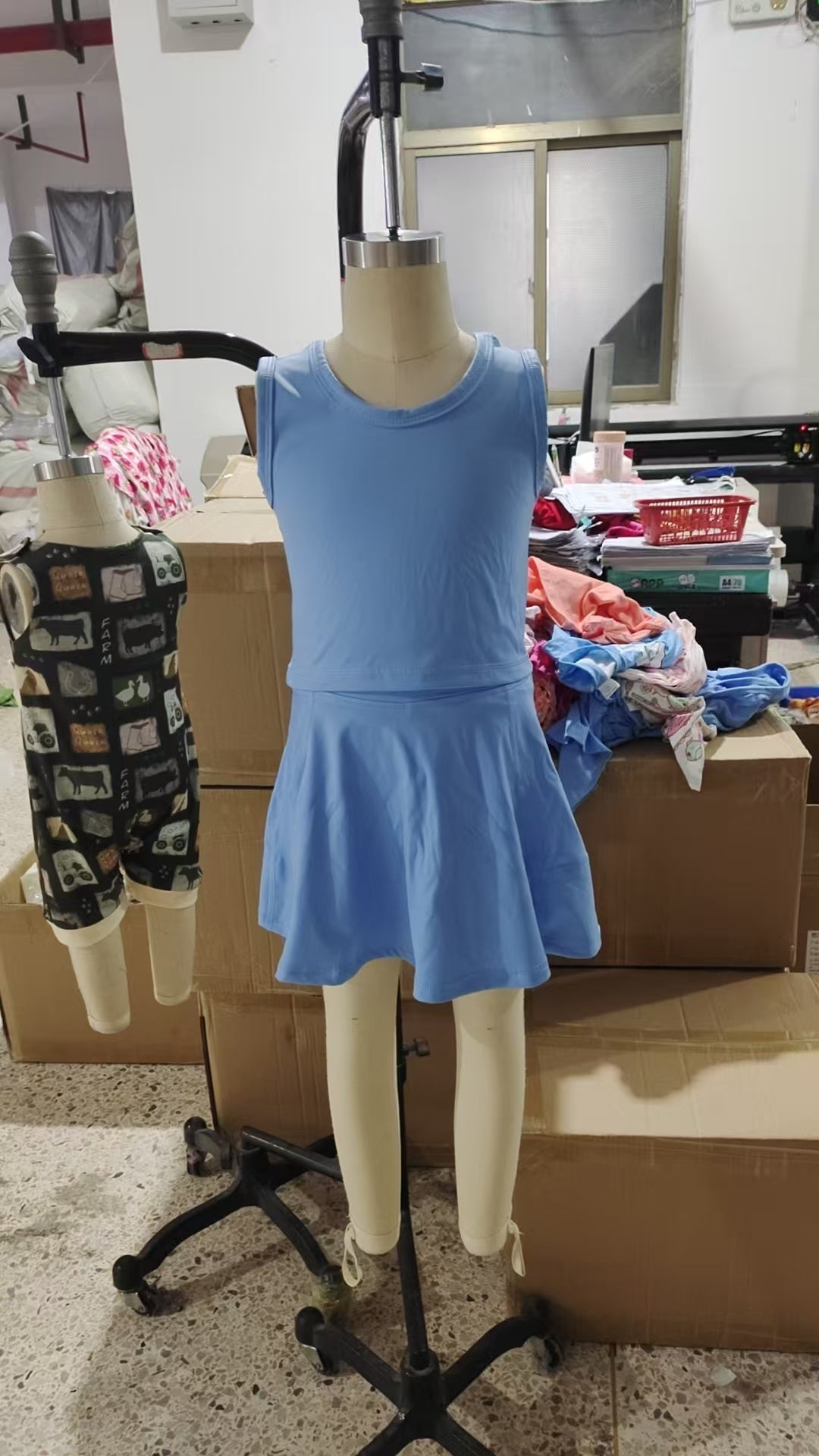 GSD1985 yoga short sleeve girl skirt outfit 202504 RTS