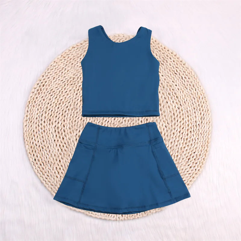 GSD1986 yoga short sleeve girl skirt outfit 202504 RTS