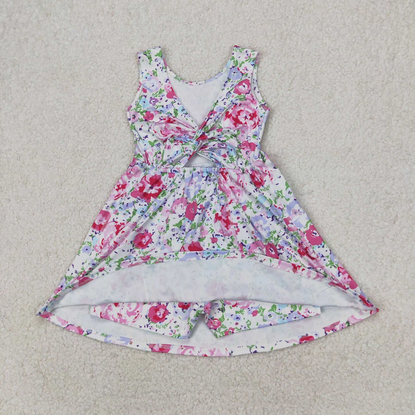GSD1991 yoga flowers short sleeve girl skirt outfit 202502 RTS