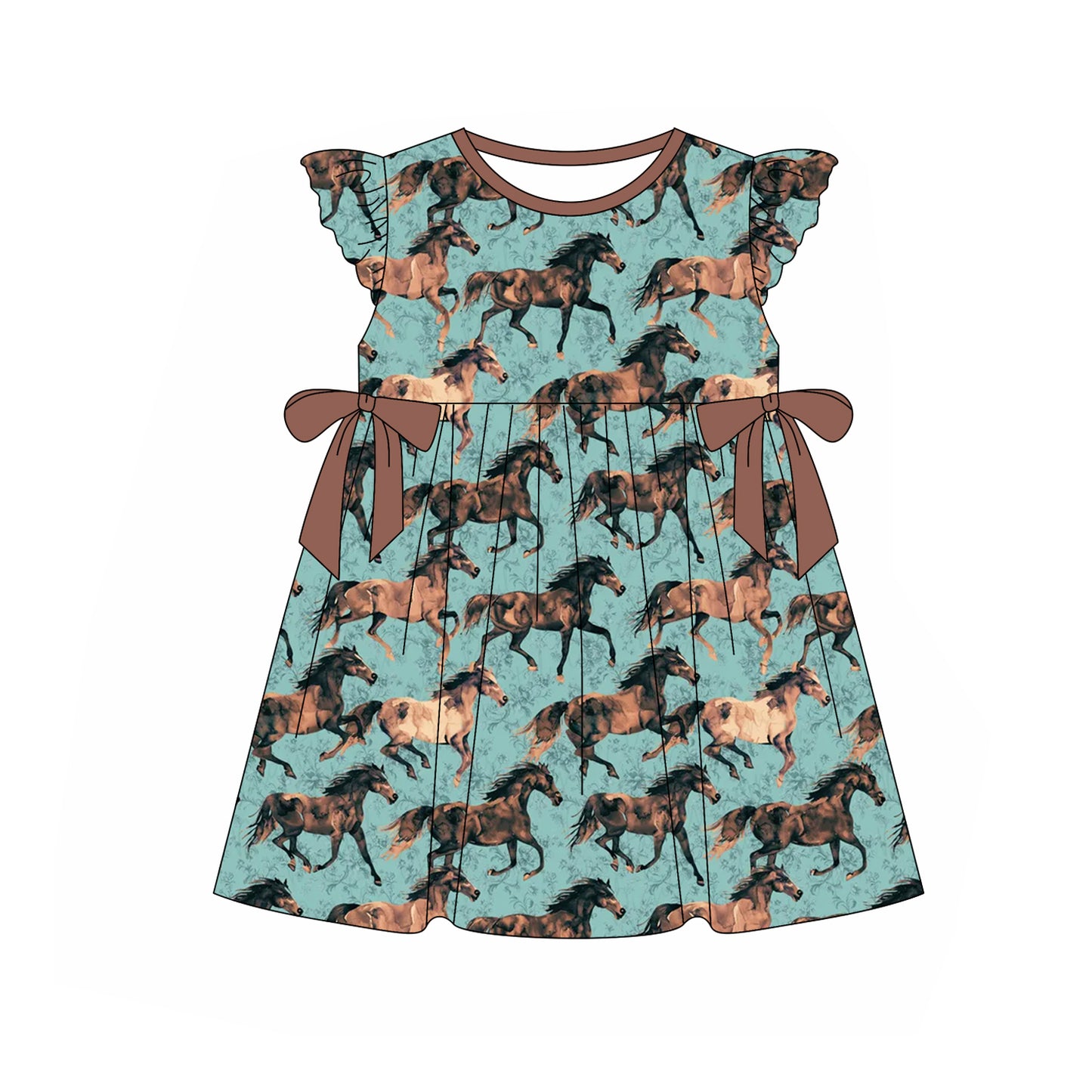 GSD2004 horse western short sleeves girl dress 202502 preorder