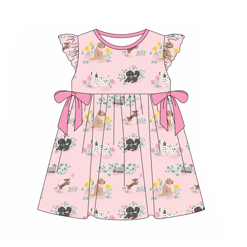 GSD2005 dog flowers western short sleeves girl dress 202502 preorder