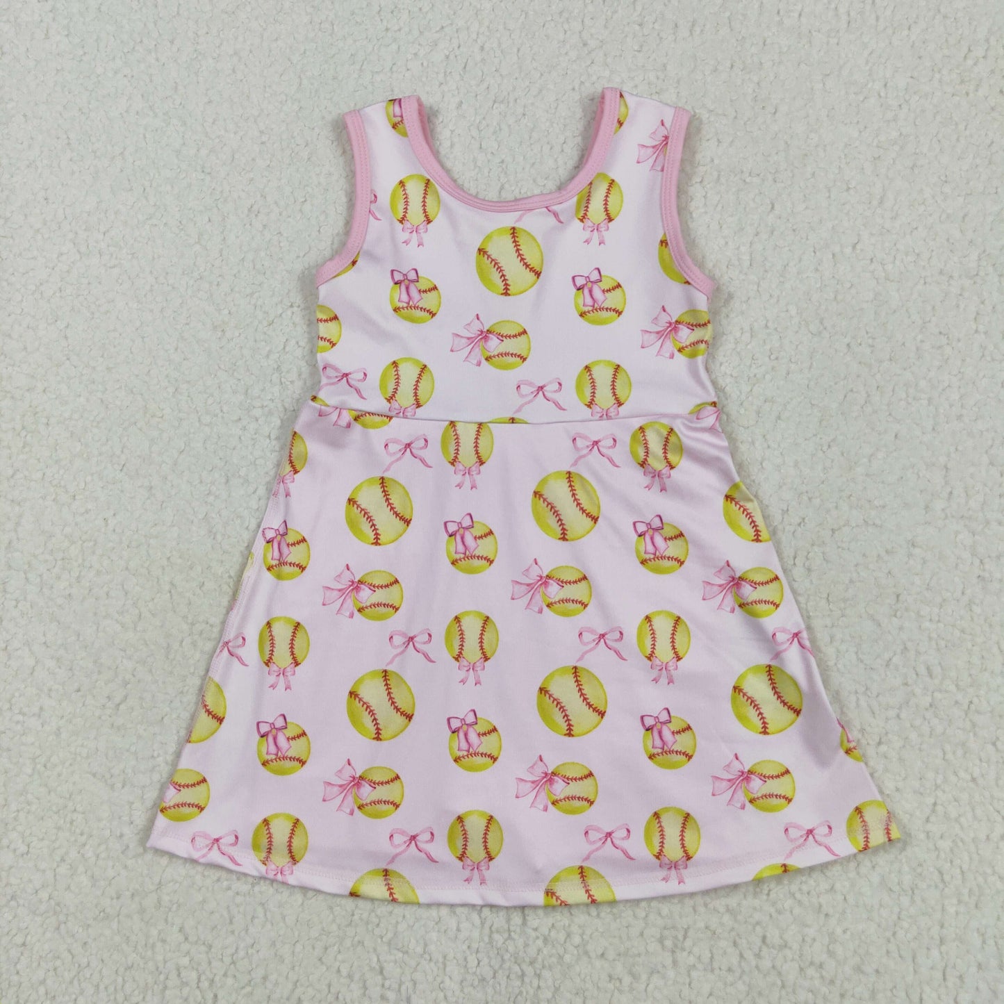 GSD2048 bow baseball yoga short sleeve girl skirt outfit 202505 RTS