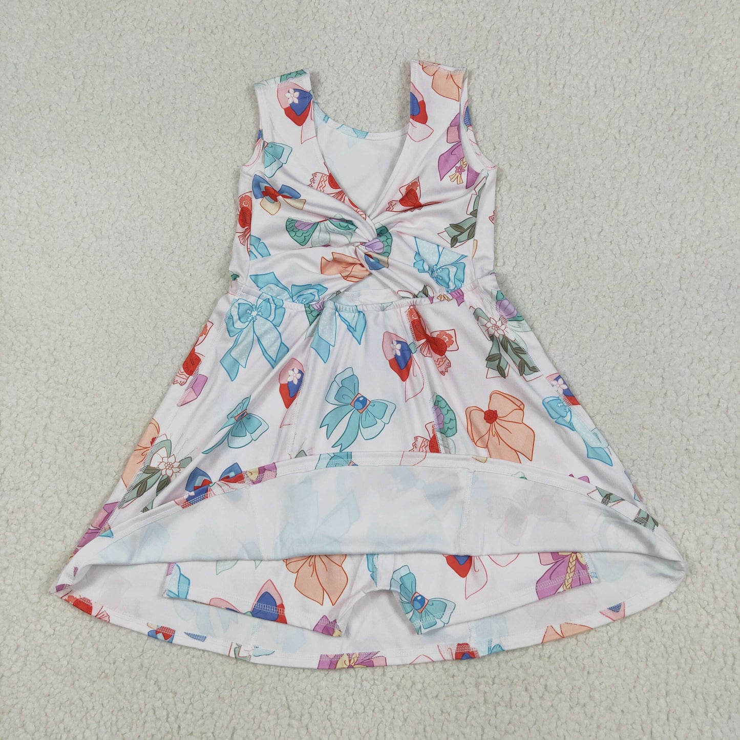 GSD2049 bow yoga short sleeve girl skirt outfit 202506 RTS