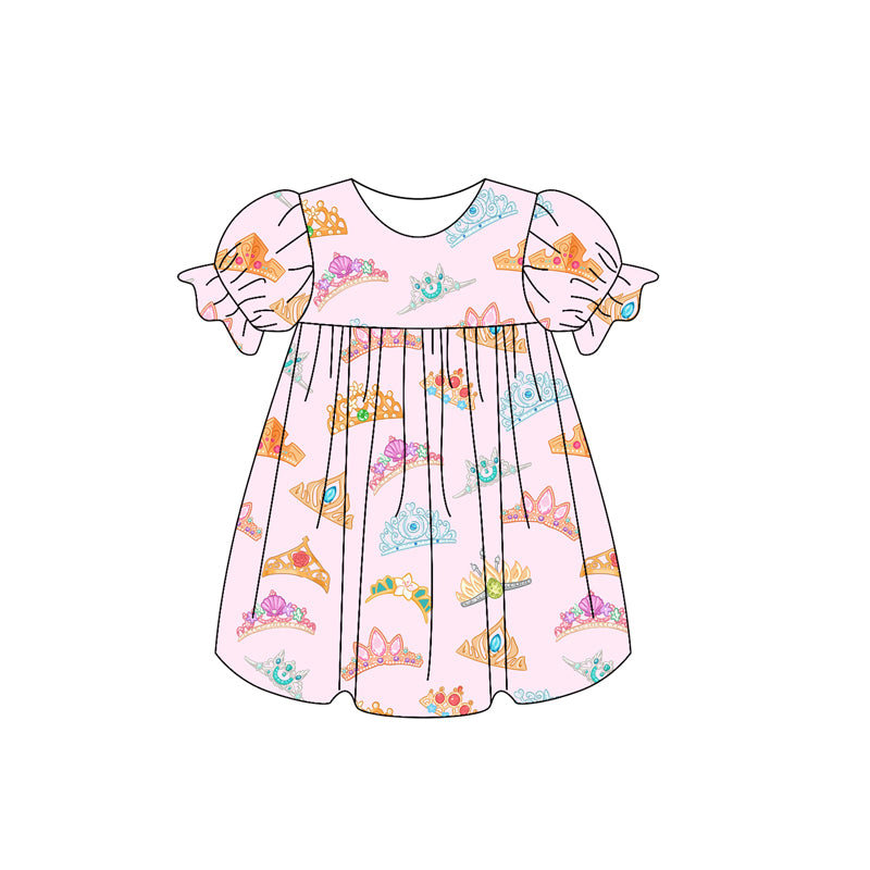 GSD2060 preorder princess queen crown western short sleeve shorts girl summer outfit 202502