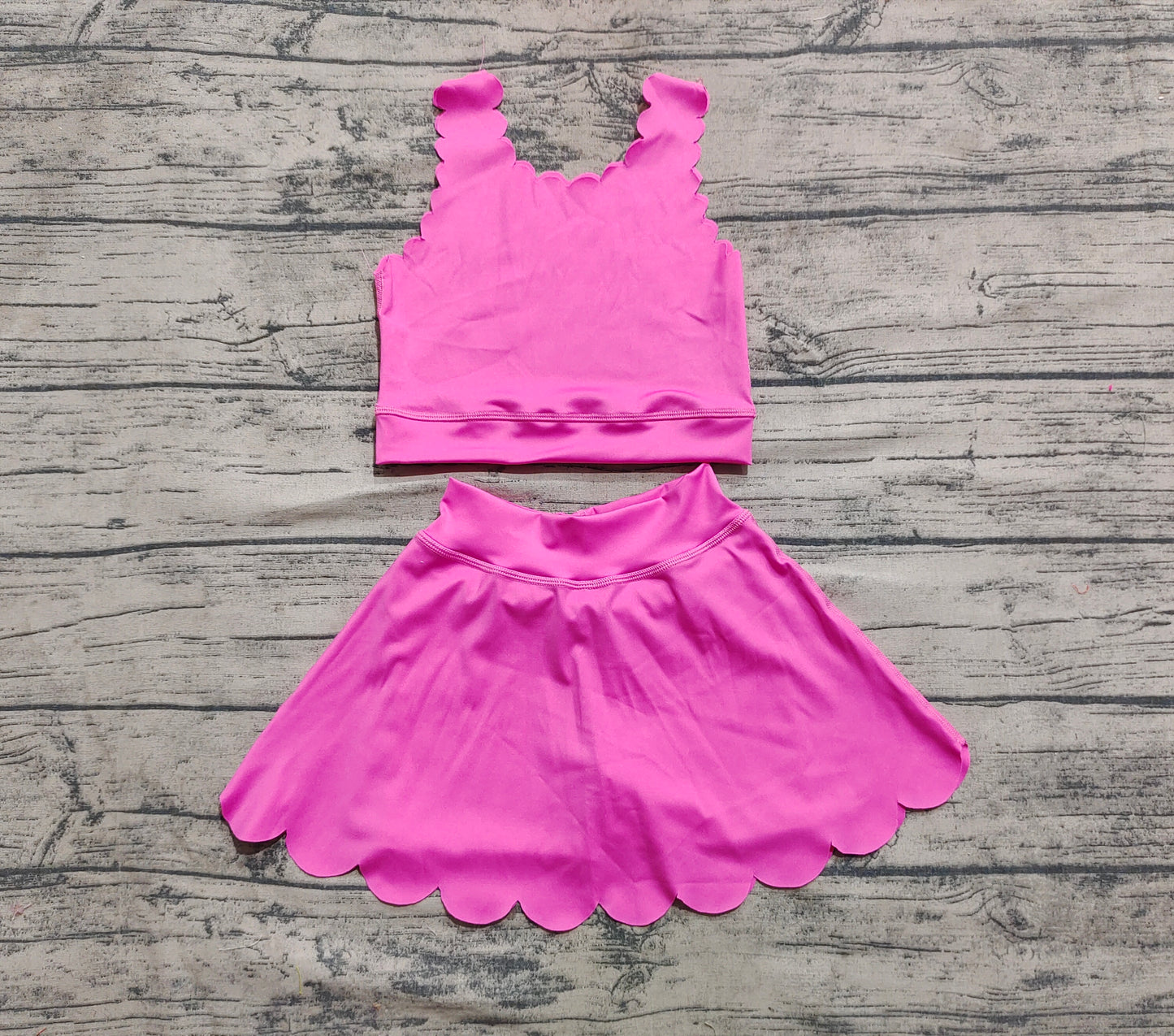 GSD2092 solid color yoga short sleeve girl skirt outfit 202504 preorder