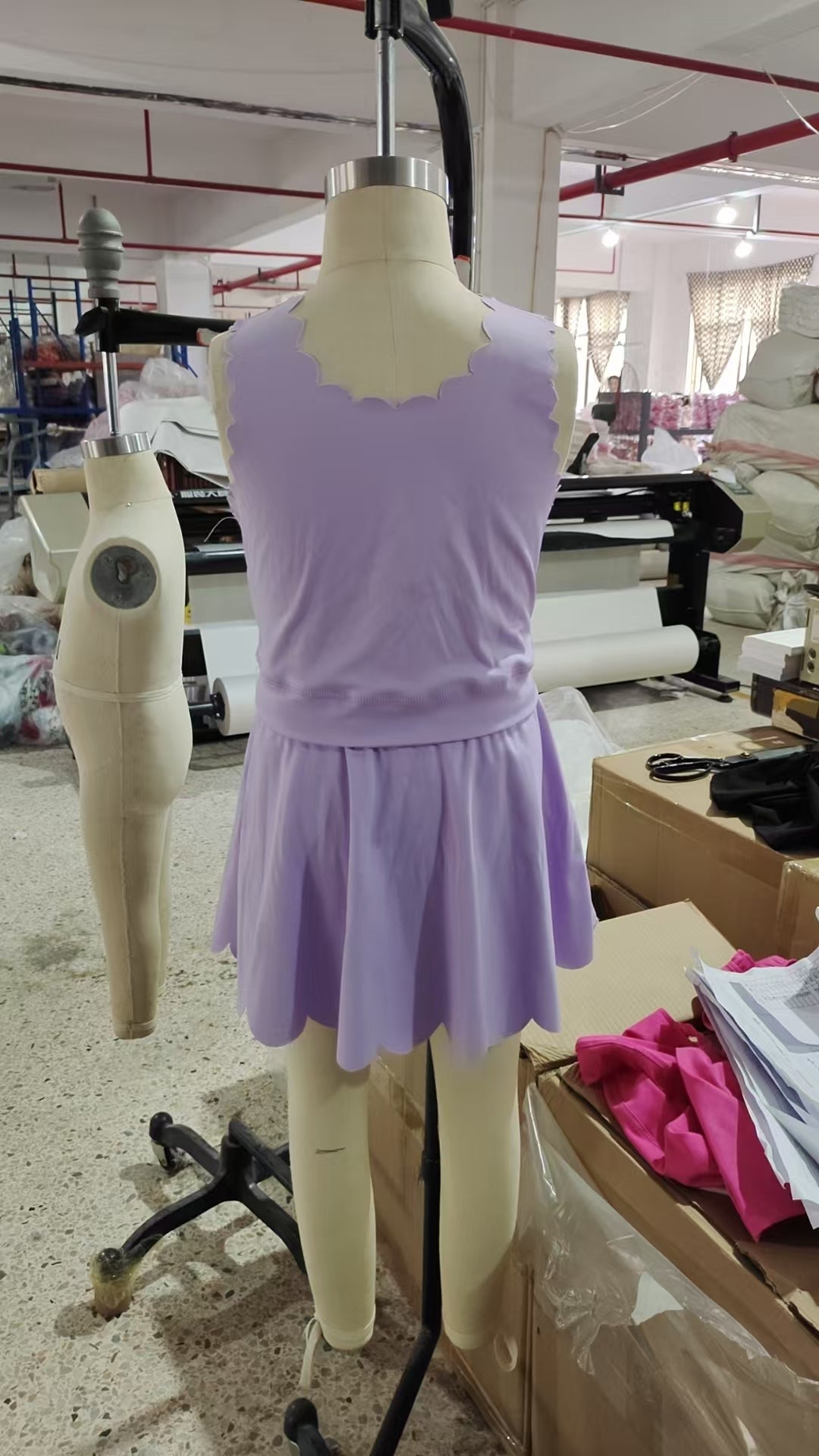 GSD2095  solid color yoga short sleeve girl skirt outfit 202505 RTS