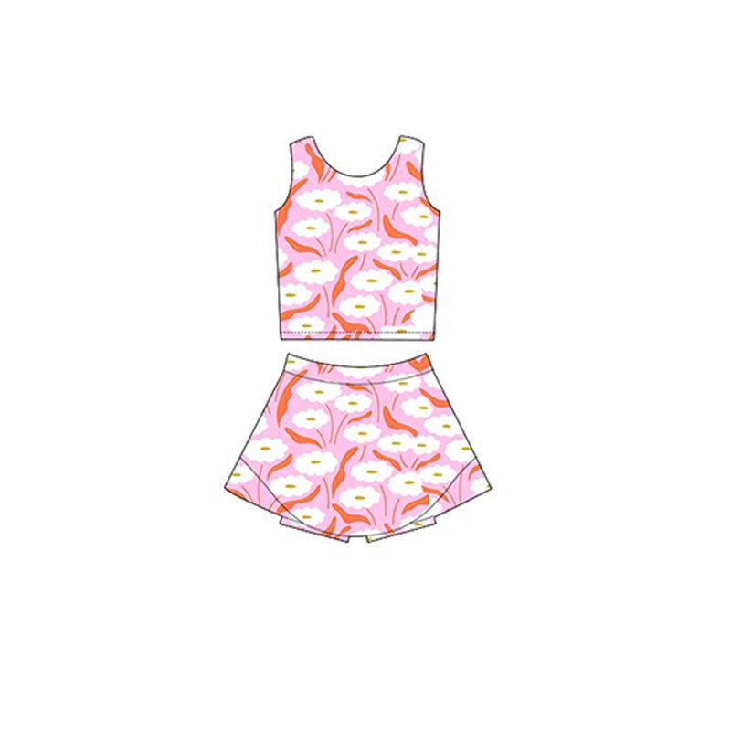GSD2118 yoga short sleeve girl skirt outfit 202502 preorder
