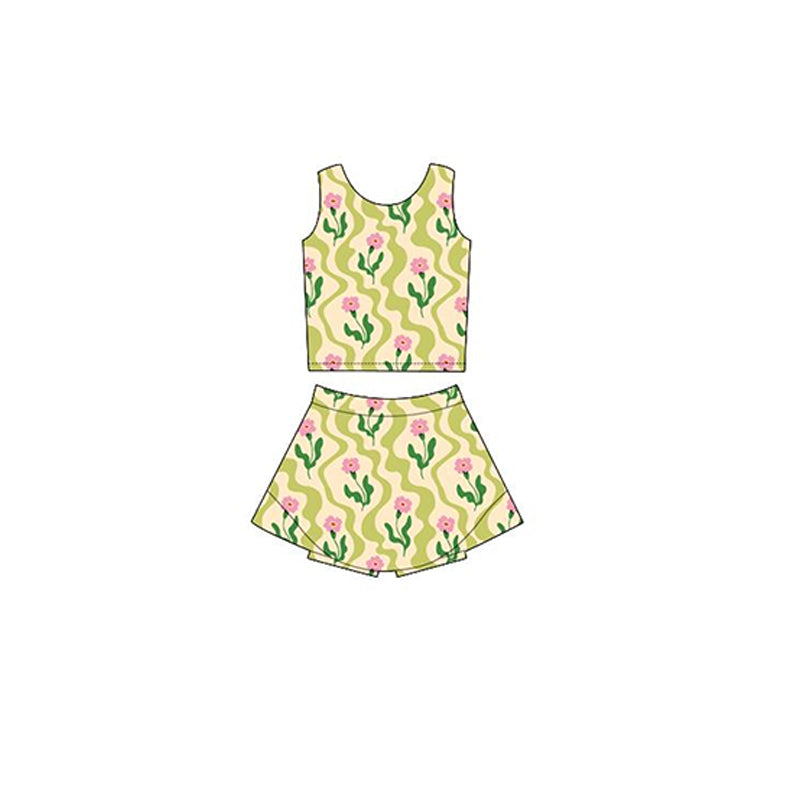 GSD2119 yoga short sleeve girl skirt outfit 202502 preorder