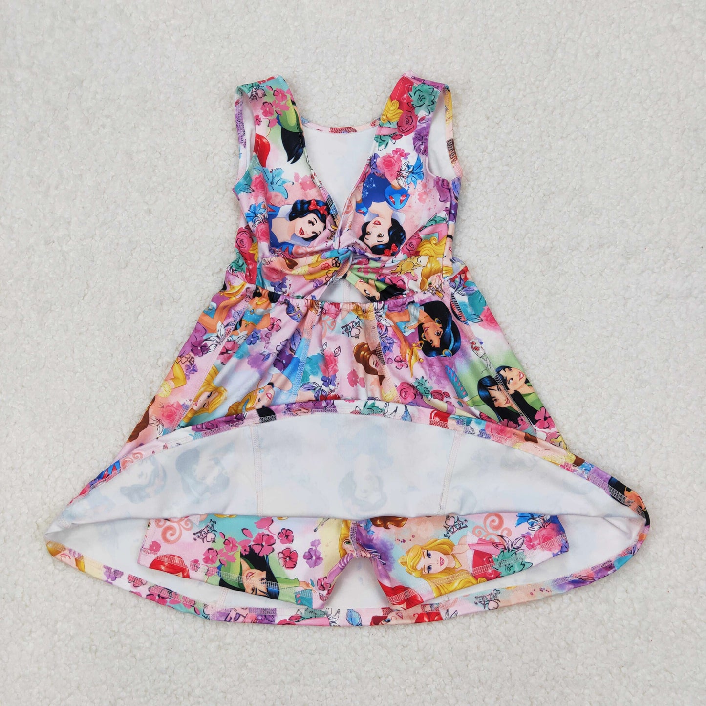 GSD2136 bow yoga snow princess short sleeve girl skirt outfit 202503 RTS