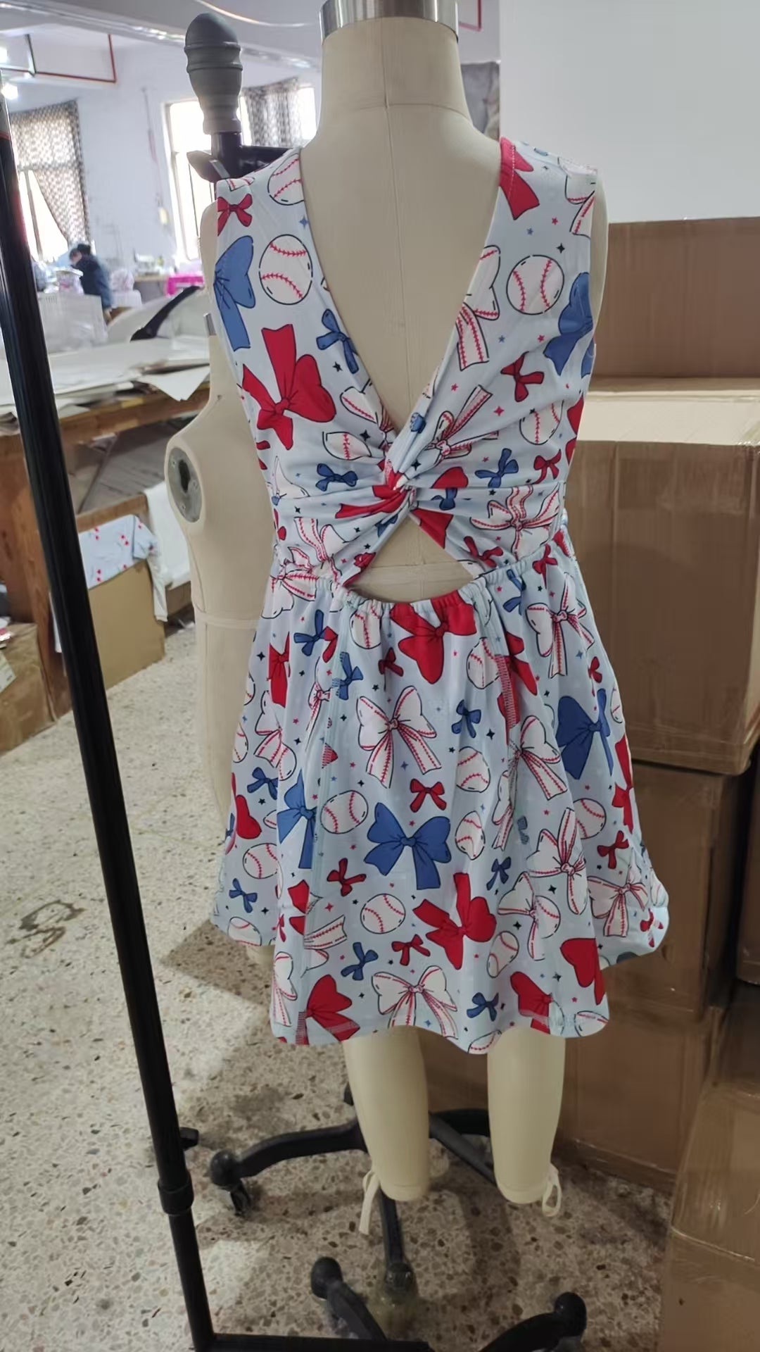 GSD2150 4th July bow yoga girl skirt outfit 202504 rts