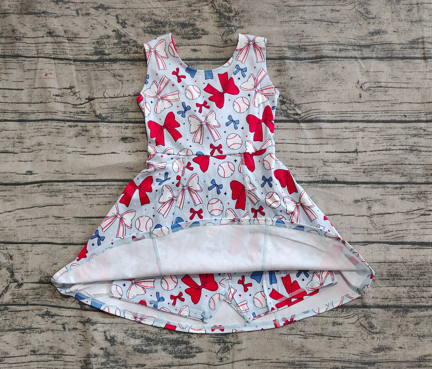 GSD2150 4th July bow yoga girl skirt outfit 202504 rts