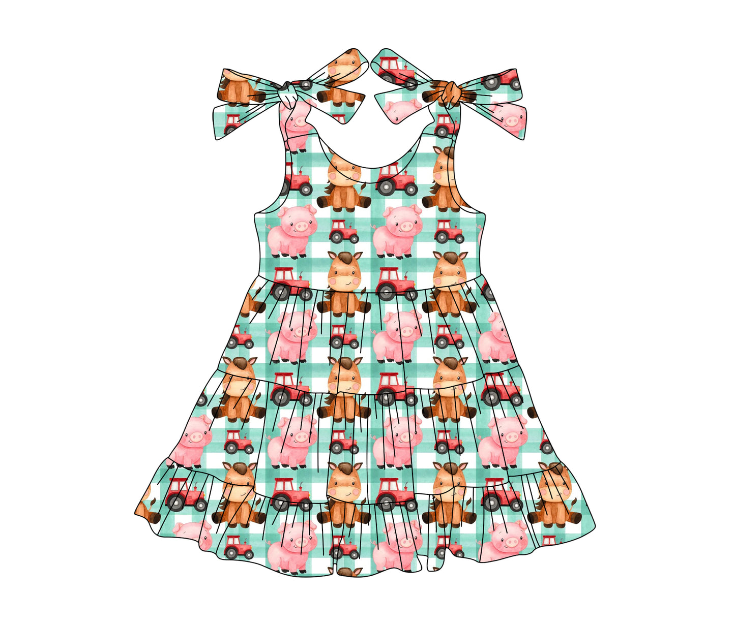 GSD2236 preorder western tractor cow girl summer dress 202503