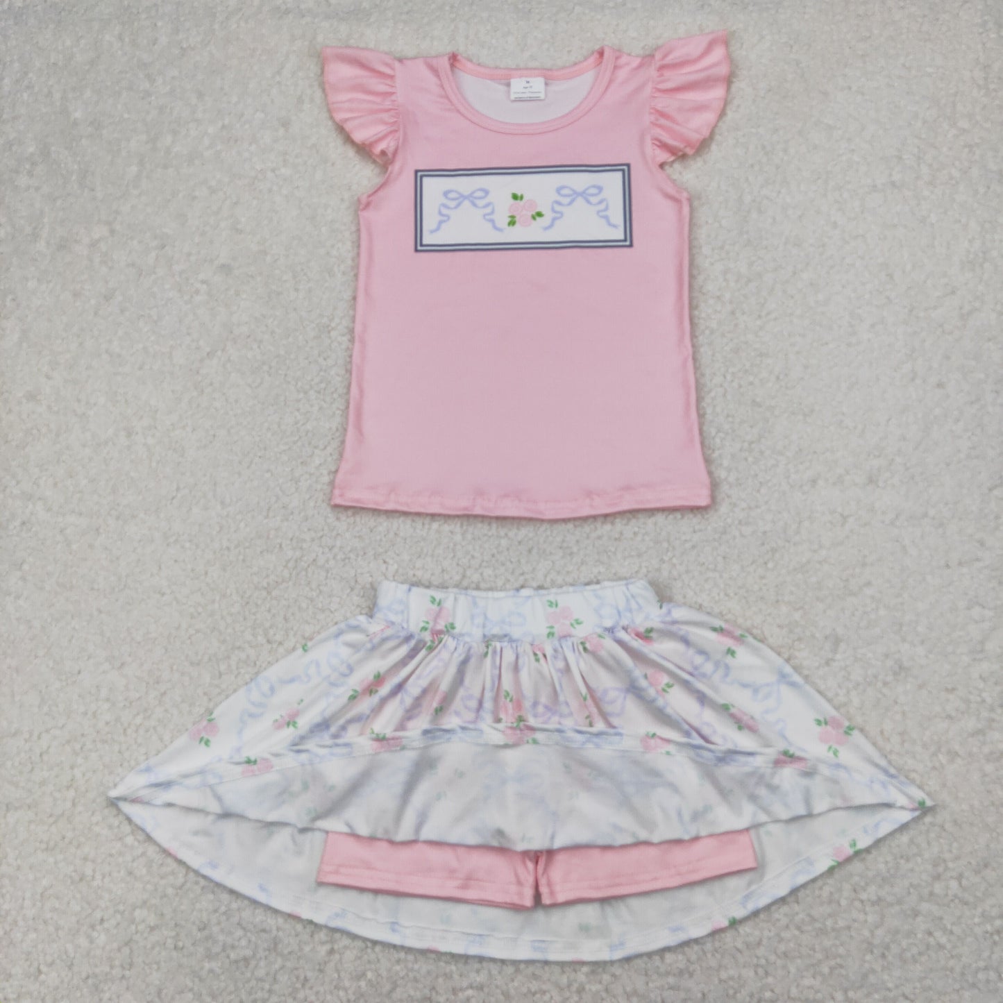 GSD2298 flowers short sleeve girl skirt outfit 202504 RTS