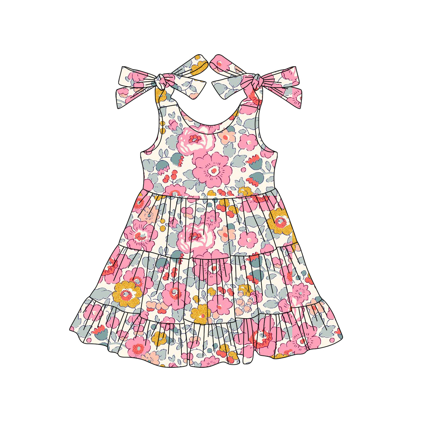 GSD2301 preorder bow flowers western girl summer outfit 202503