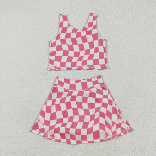 GSD2329 yoga checkerboard girl dress 202505 RTS