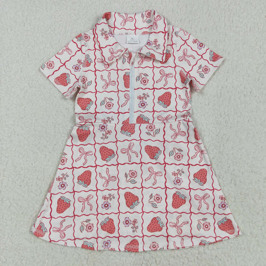 GSD2407 strawberry  yoga bow girl dress 202505 RTS