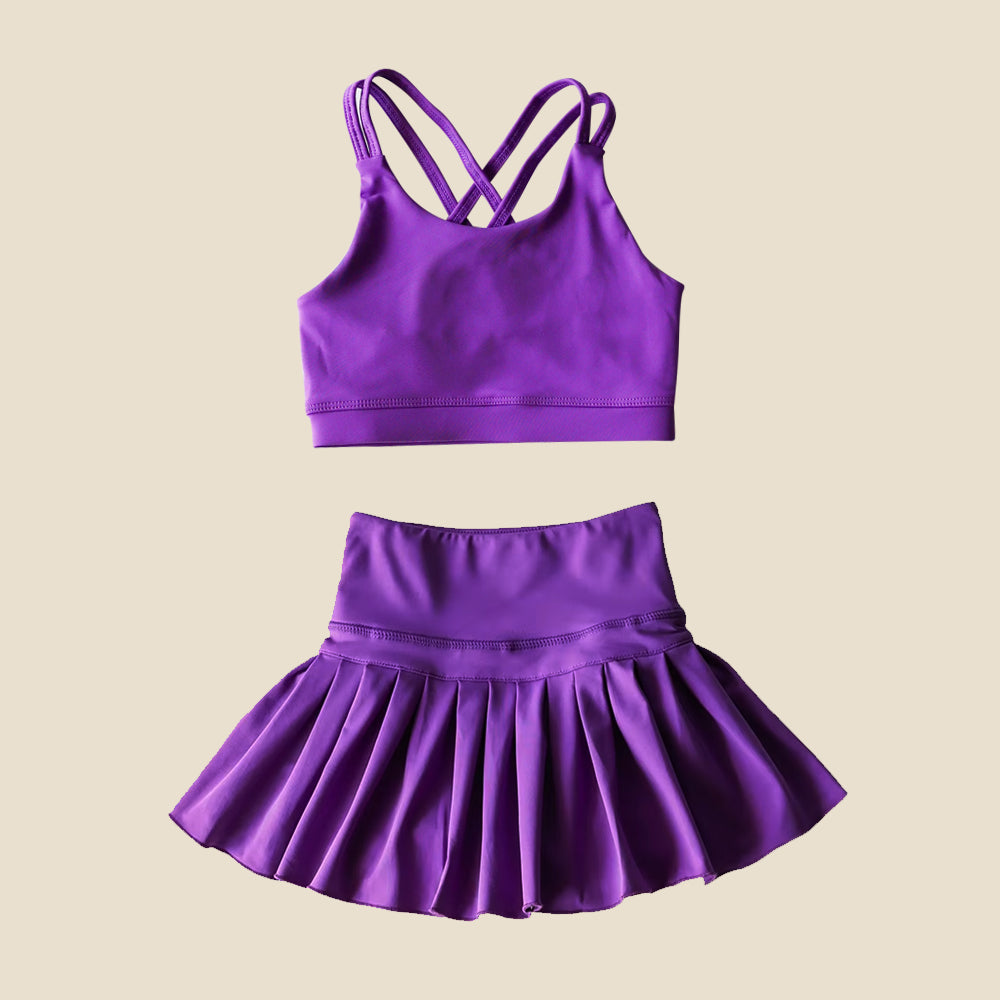 GSD2435 组合 purple yoga short sleeve girl skirt outfit 20254 preorder