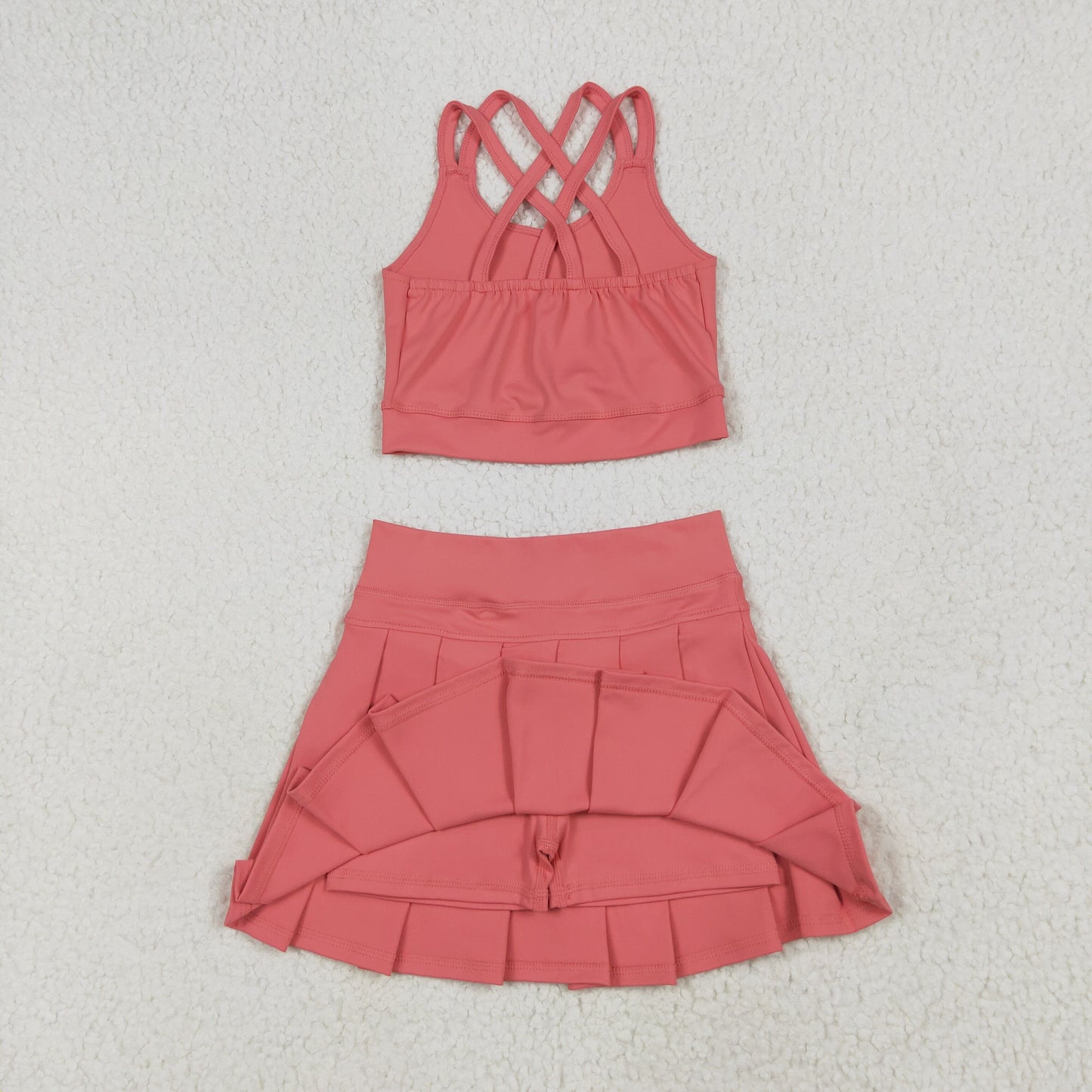 GSD2436 组合 yoga short sleeve girl skirt outfit 202506 RTS