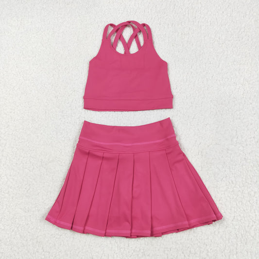 GSD2442 组合 yoga short sleeve girl skirt outfit RTS