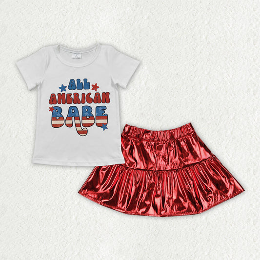 GSD2446组合 4th July leather glitter sparkling westen girl red summer outfit 202504 RTS