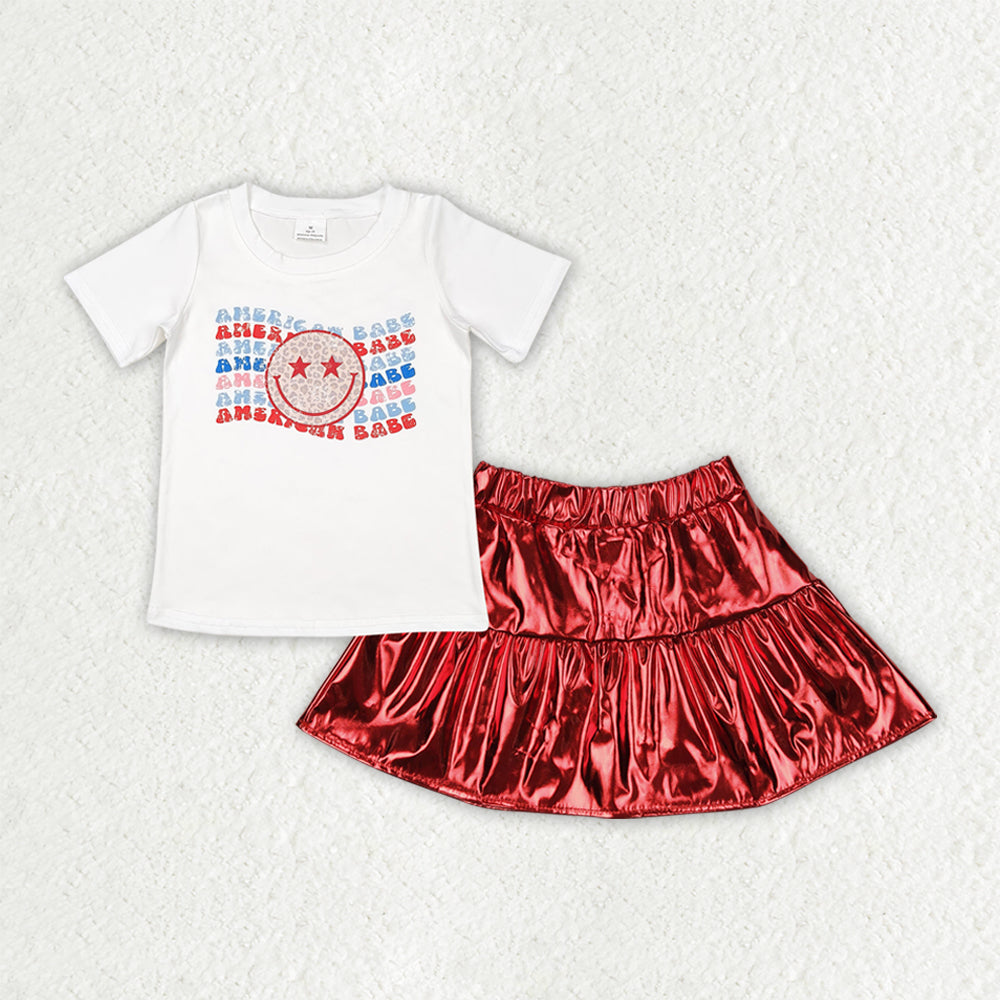 GSD2447组合 4th July leather glitter sparkling westen girl red summer outfit 202504 RTS