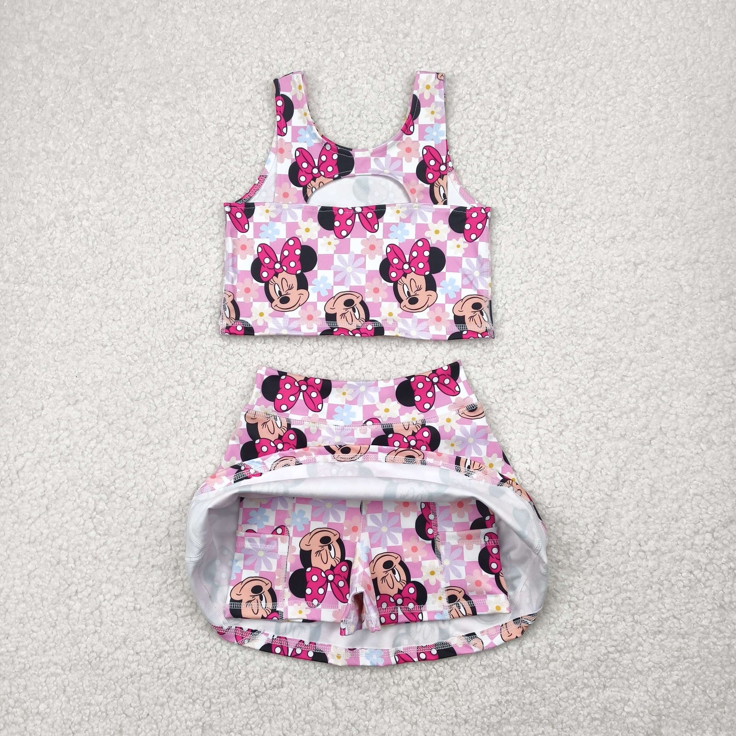 GSD2460 组合 mouse yoga short sleeve girl skirt outfit 202601 RTS