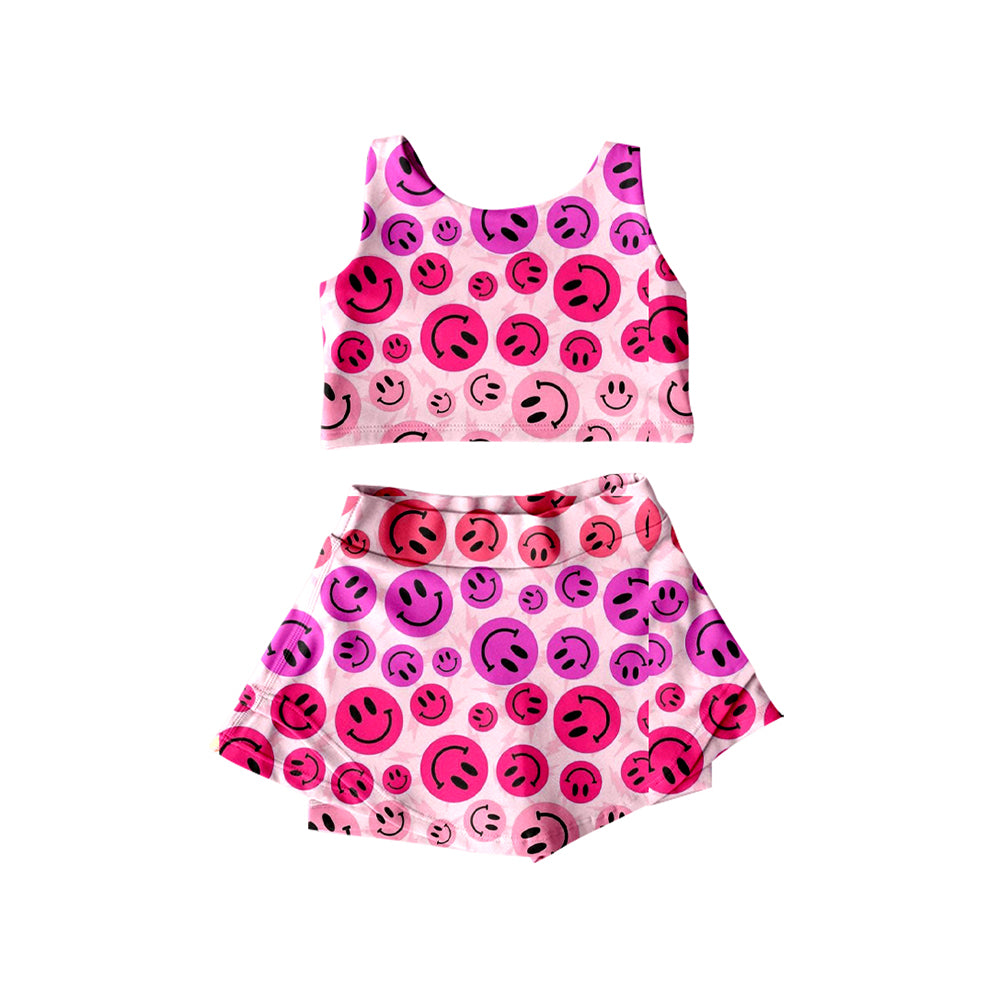 GSD2493 yoga smile face girl summer skirt outfit 202504 preorder
