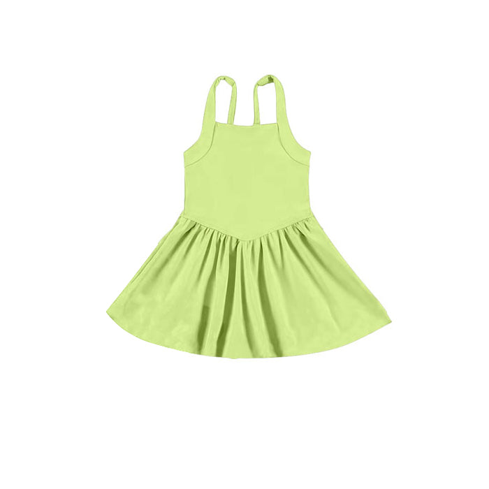 GSD2561 yoga solid color short sleeve girl dress 202505  preorder