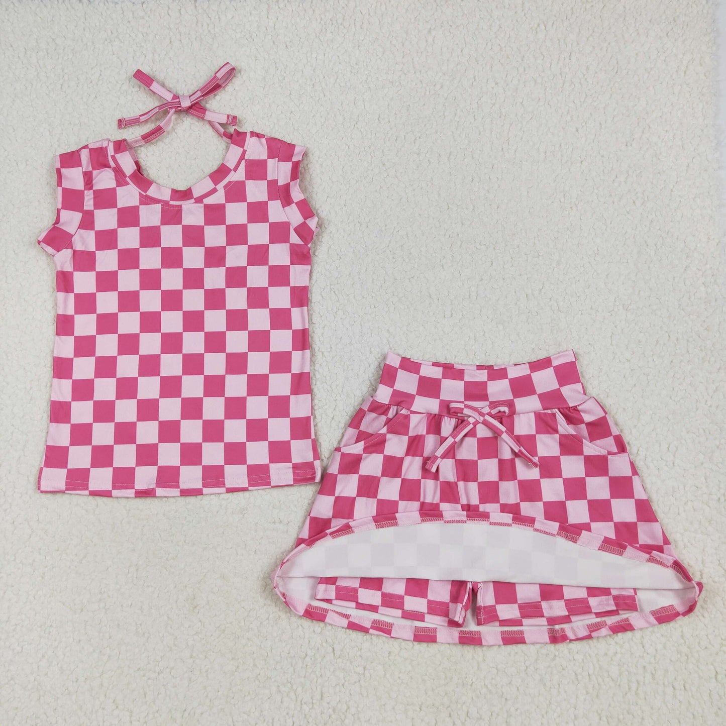 GSD2584 checkerboard western girl summer outfit 202506 RTS