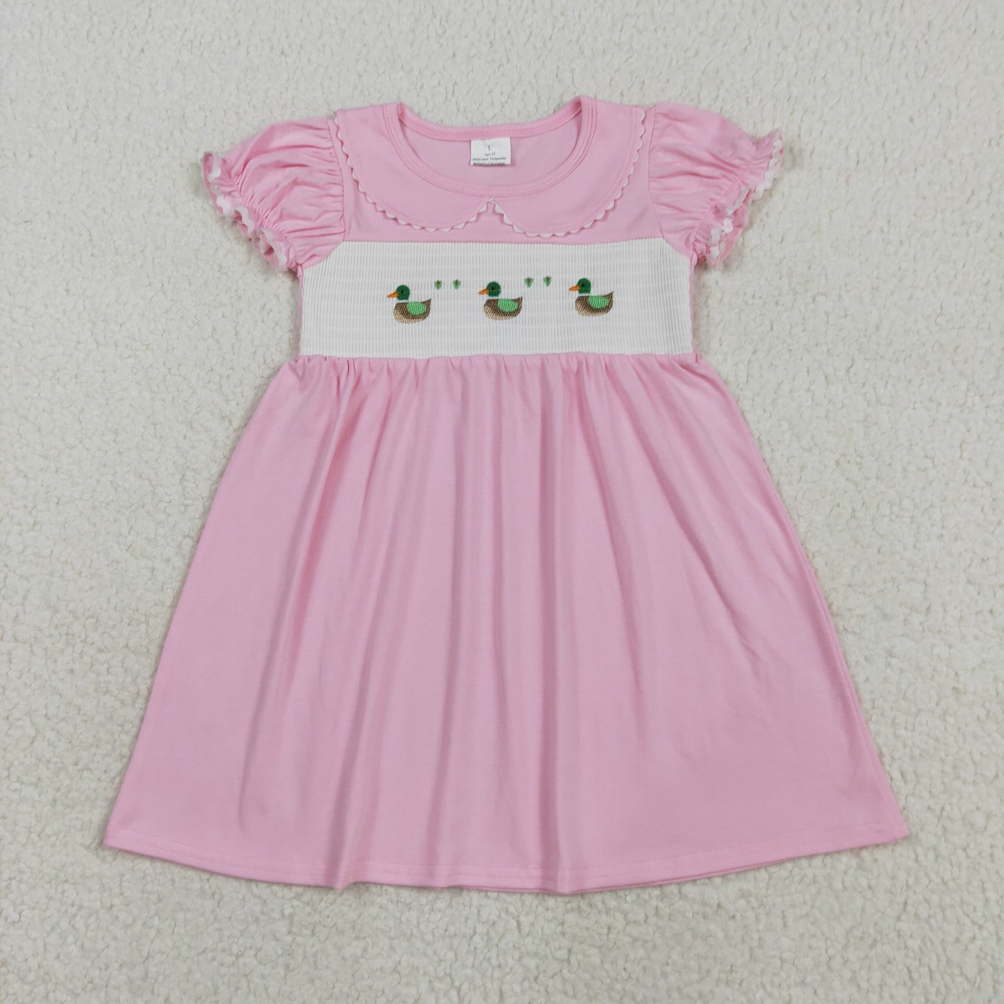 GSD2642-smocked embroidery duck girl summer dress 202507 RTS