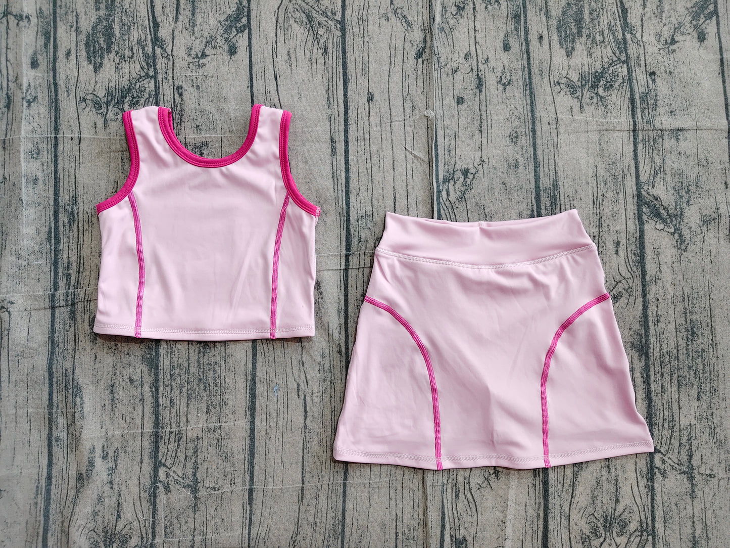 GSD2675 yoga pink solid color girl summer skirt outfit 202605 preorder