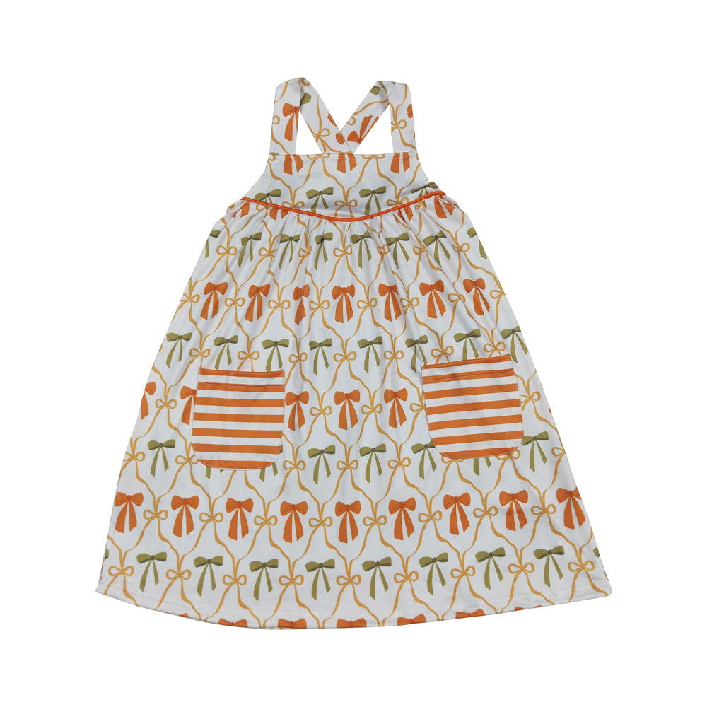 GSD2676 Halloween bow orange girl summer dress 202507 RTS