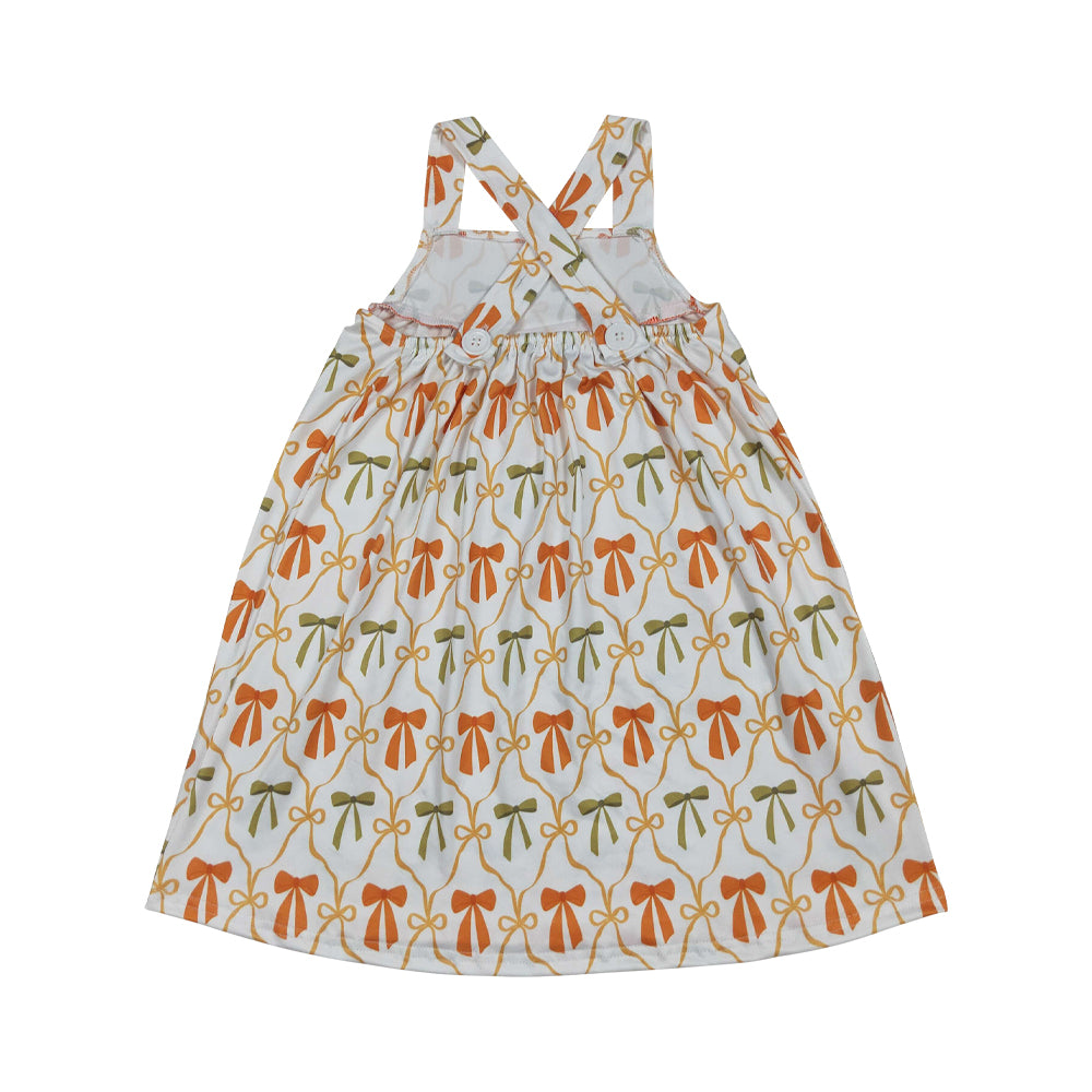 GSD2676 Halloween bow orange girl summer dress 202507 RTS